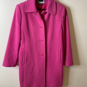 Bright pink button front coat